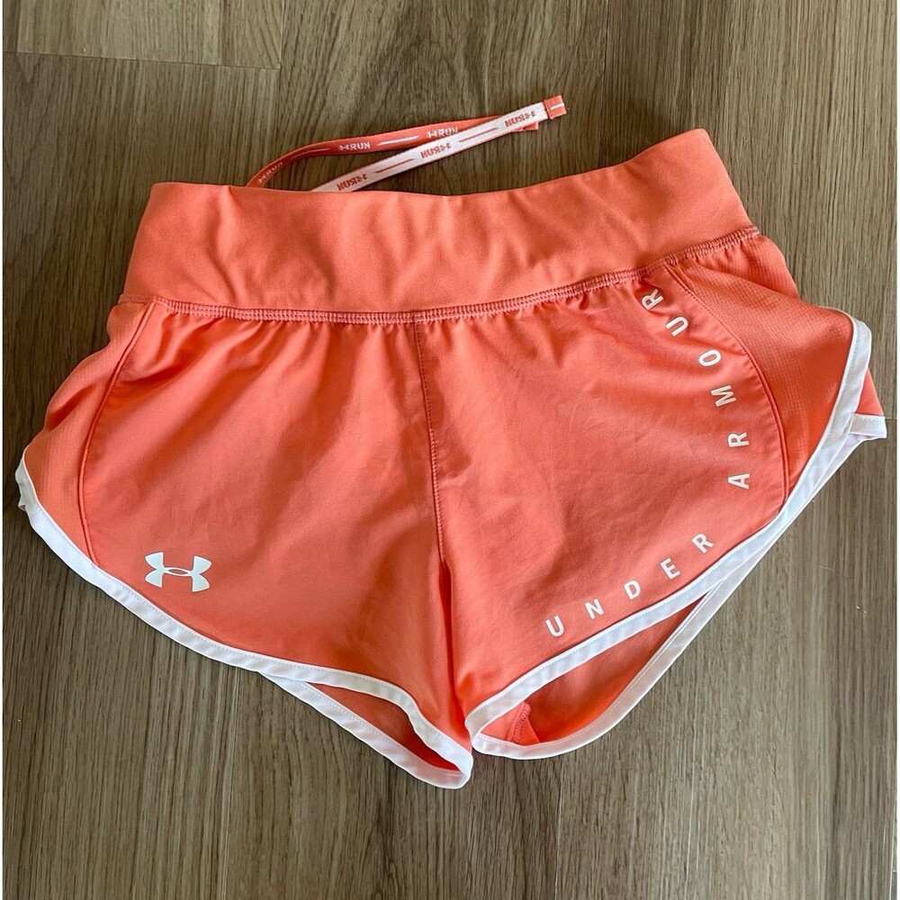 Under Armour Women XS Lined Running Shorts Coral Pockets Activewear Fitness Gym